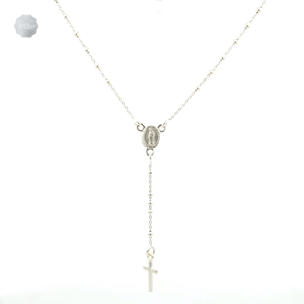 Collar Rosario delgado plata