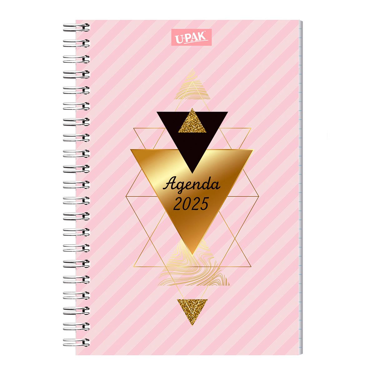 Agenda Básica 2025 con Espiral Diseño Texturas Geométricas Upak