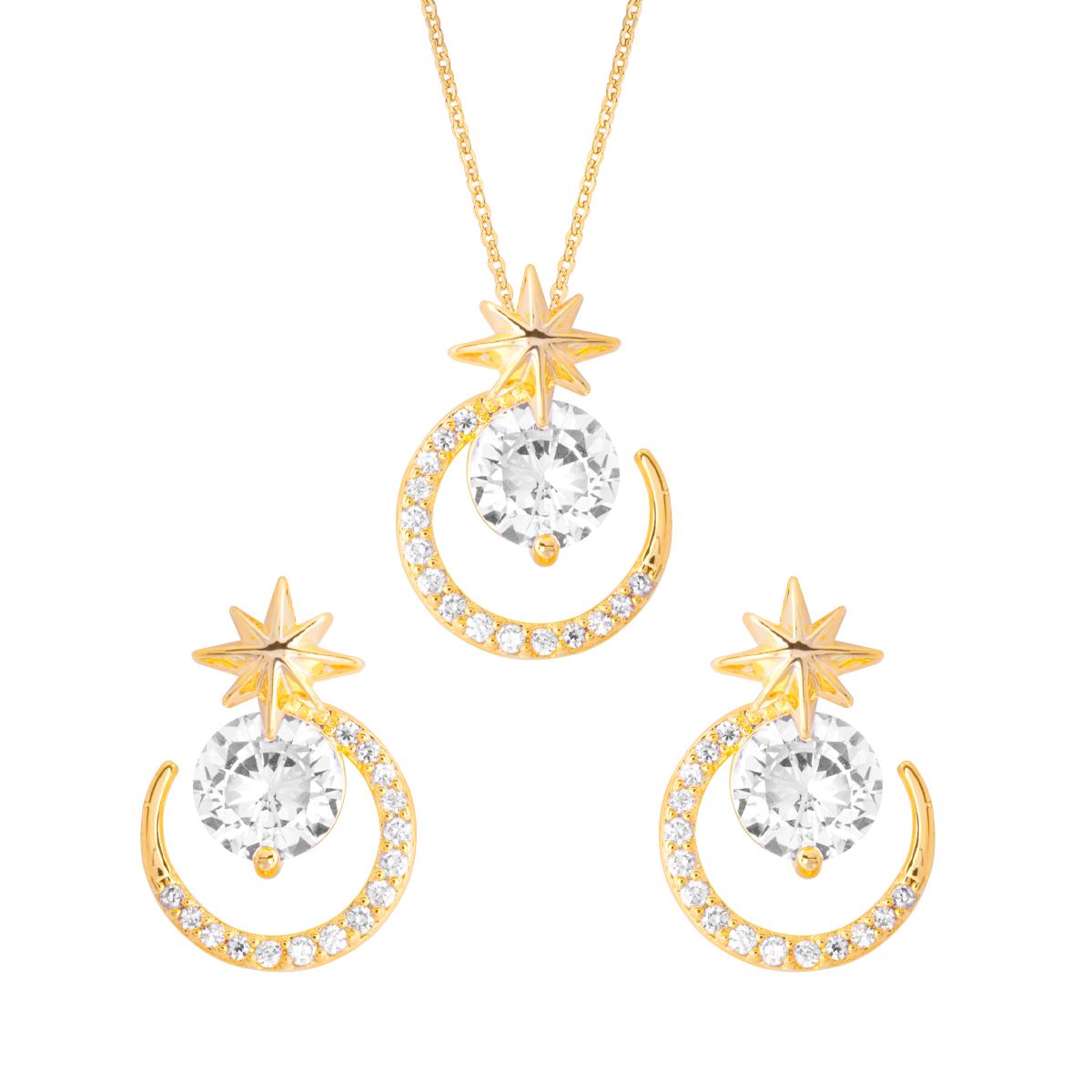 Set Collar+Aretes Estrella Chapa de Oro Unlimited By Oro Boleado