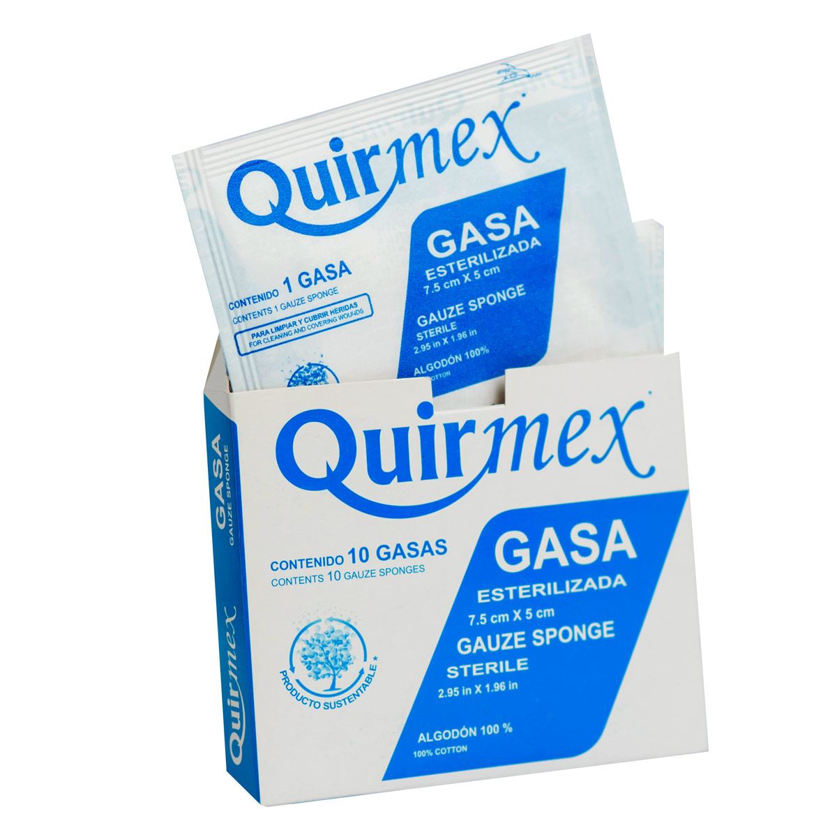 Gasa Esteril QUIRMEX         7.5 cm x 5 cm c/10 pzas