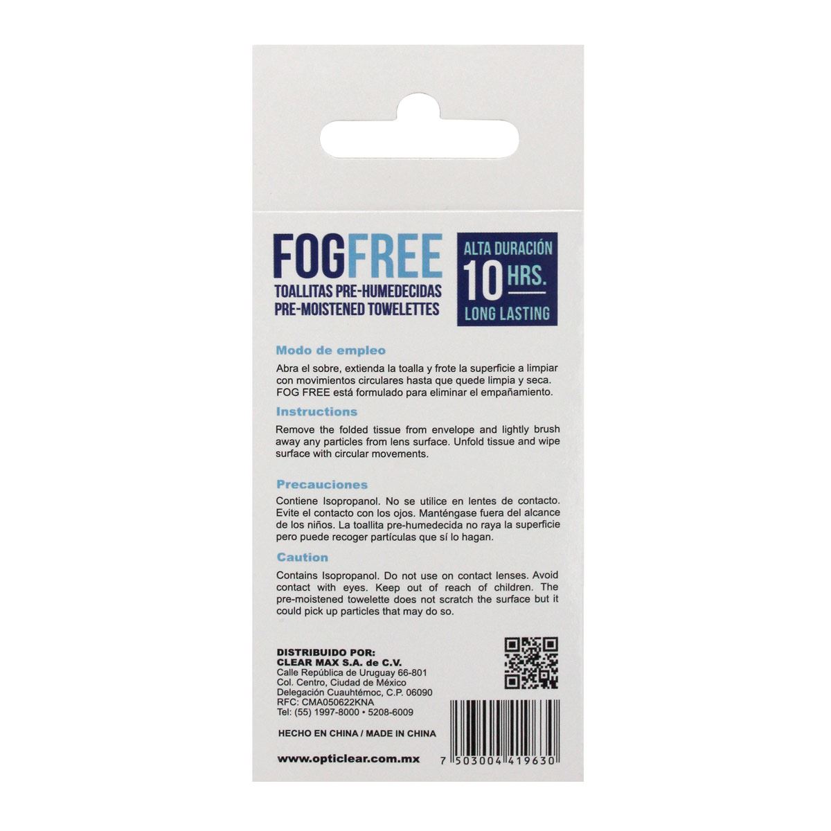 Toallas pre-húmedas anti-empañantes
