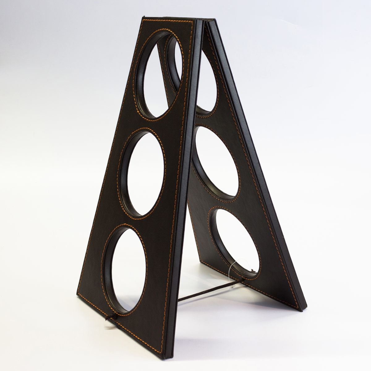 Rack De Piel Para Tres Botellas Color Chocolate