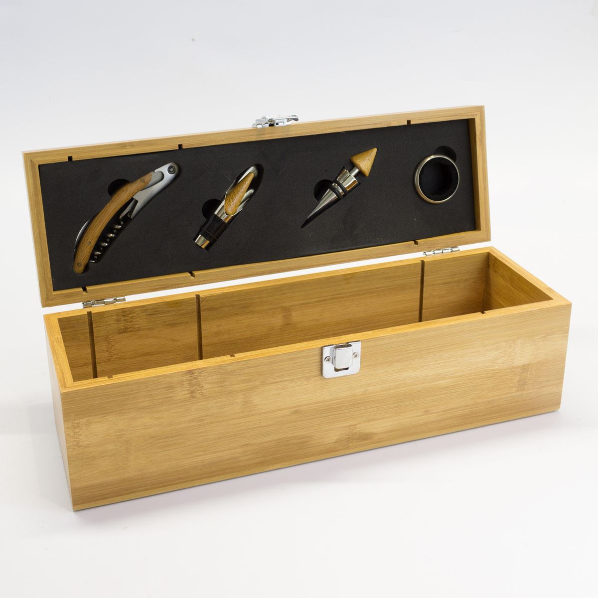 Caja De Bamboo Con Cuatro Accesorios