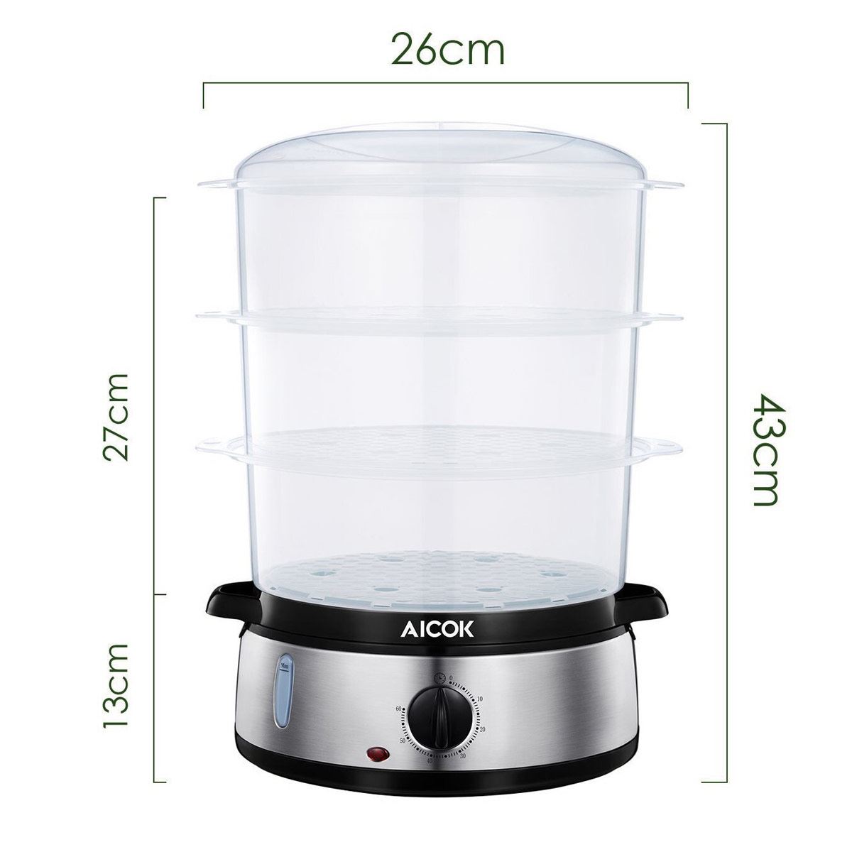 Vaporera eléctrica 3 niveles apilables Aicok