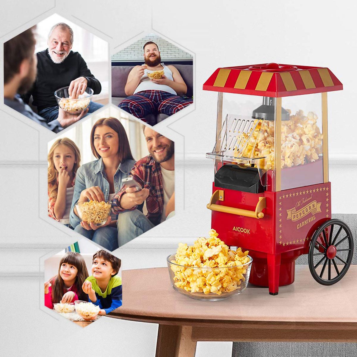 Máquina para palomitas vintage 1200 Aicok