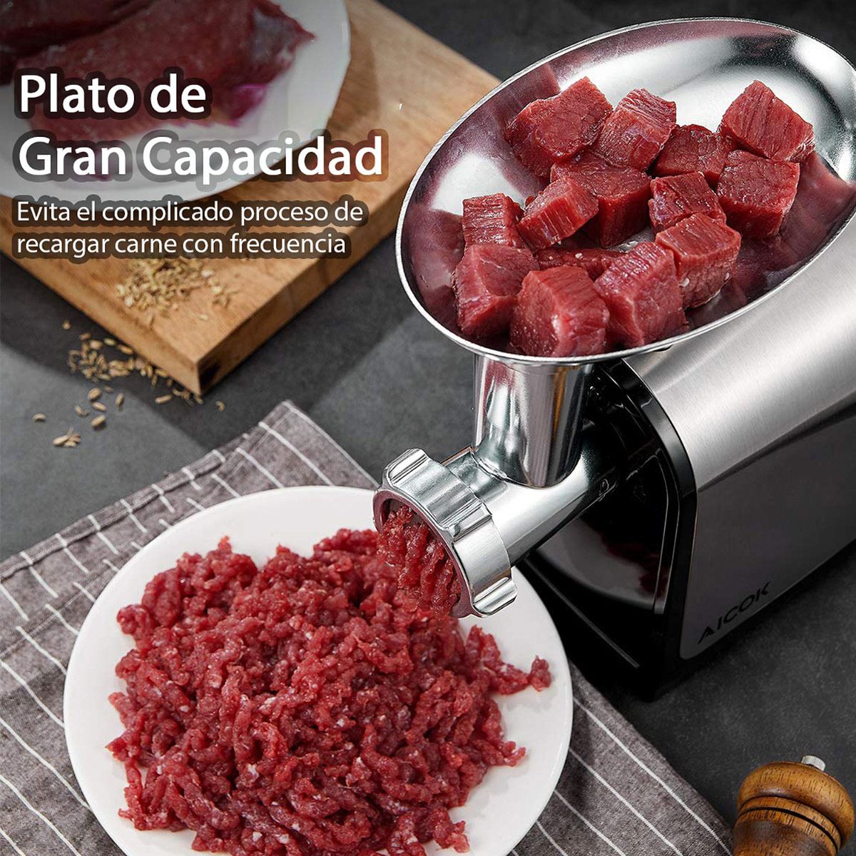 Molino de carne cuchillas de acero inoxidable Aicok