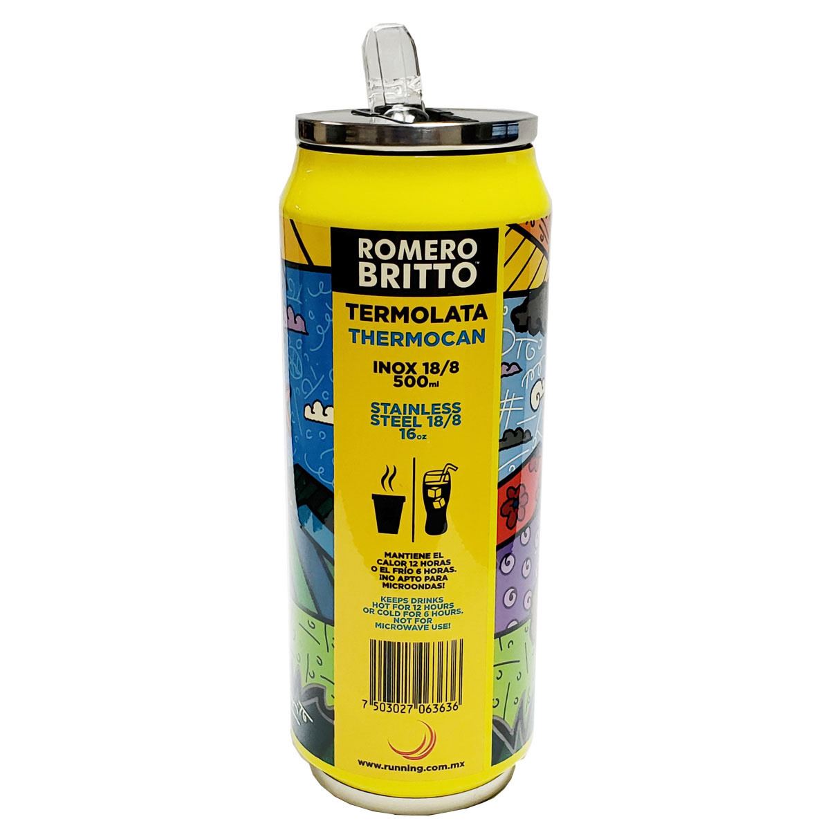 Termo, vaso térmico de acero inoxidable 500 ml Romero Britto León