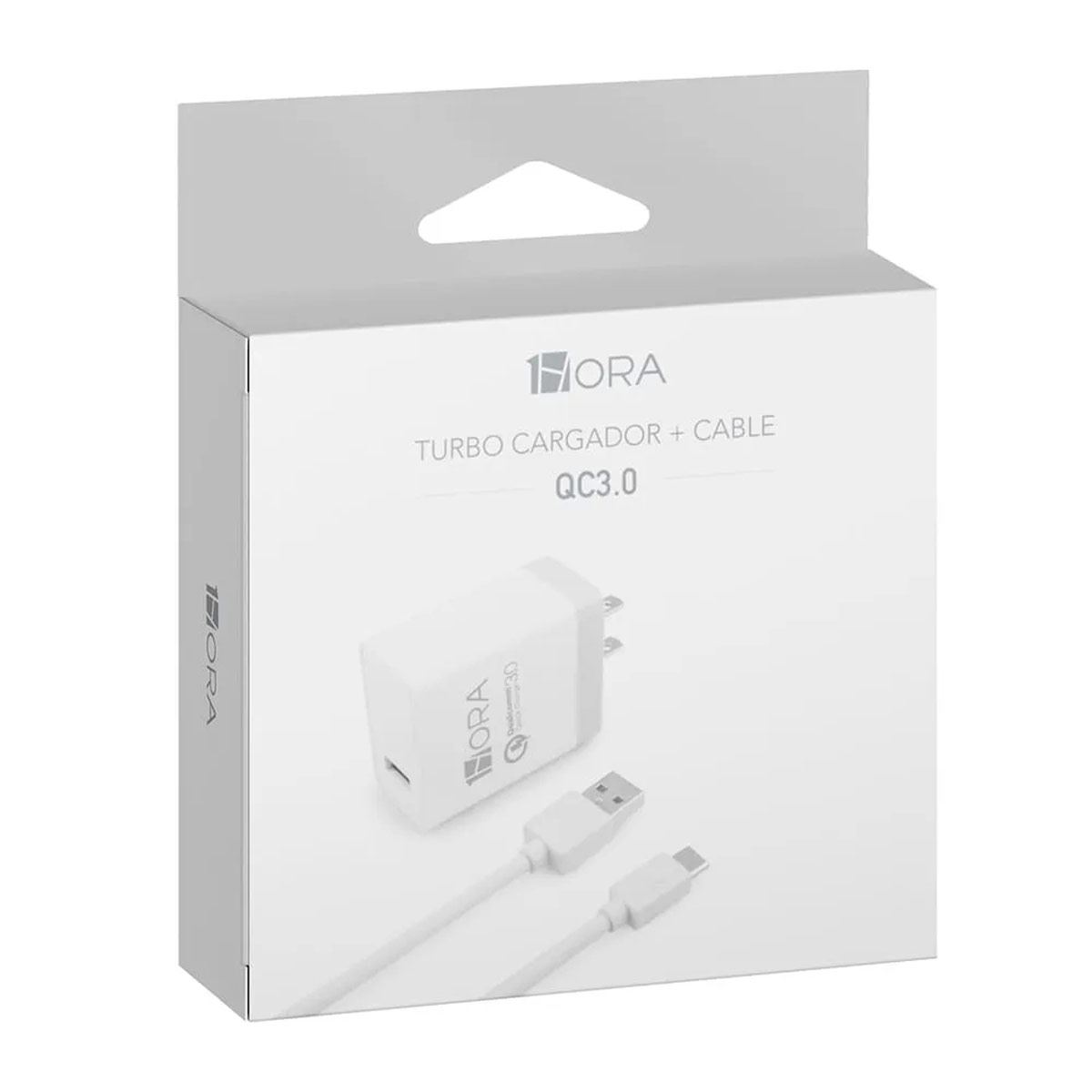 Cargador Cubo y Cable Tipo C Turbo 3A 1 Hora