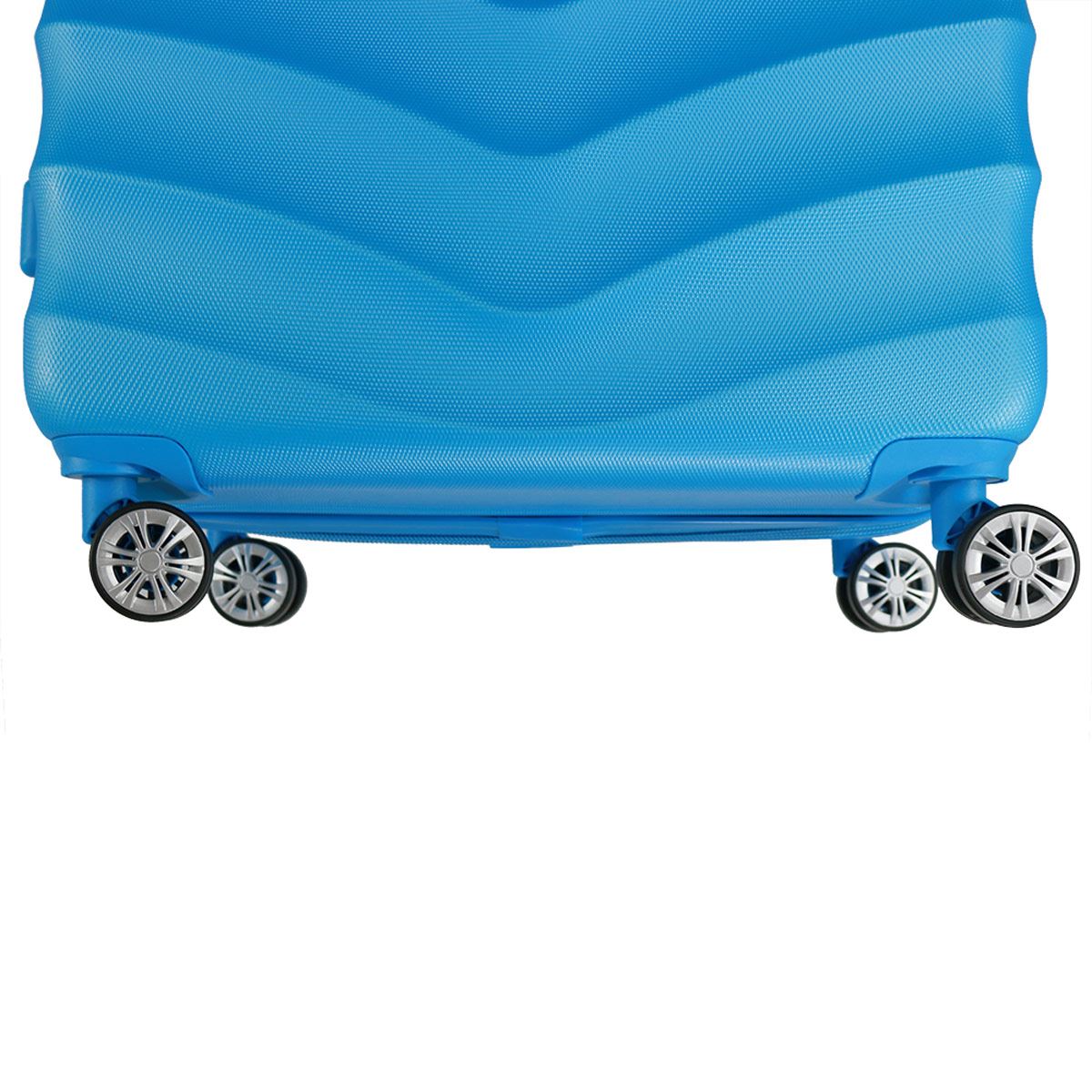 Flight Knight D09, AZUL, Maleta ABS 20", Cerradura de combinación TSA, 8 ruedas, trolley de aluminio