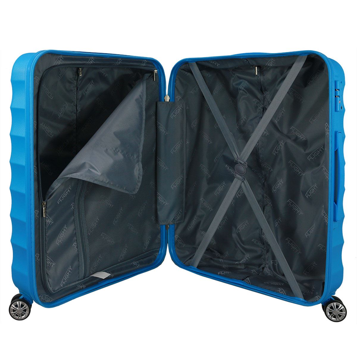 Flight Knight D09, AZUL, Maleta ABS 20", Cerradura de combinación TSA, 8 ruedas, trolley de aluminio