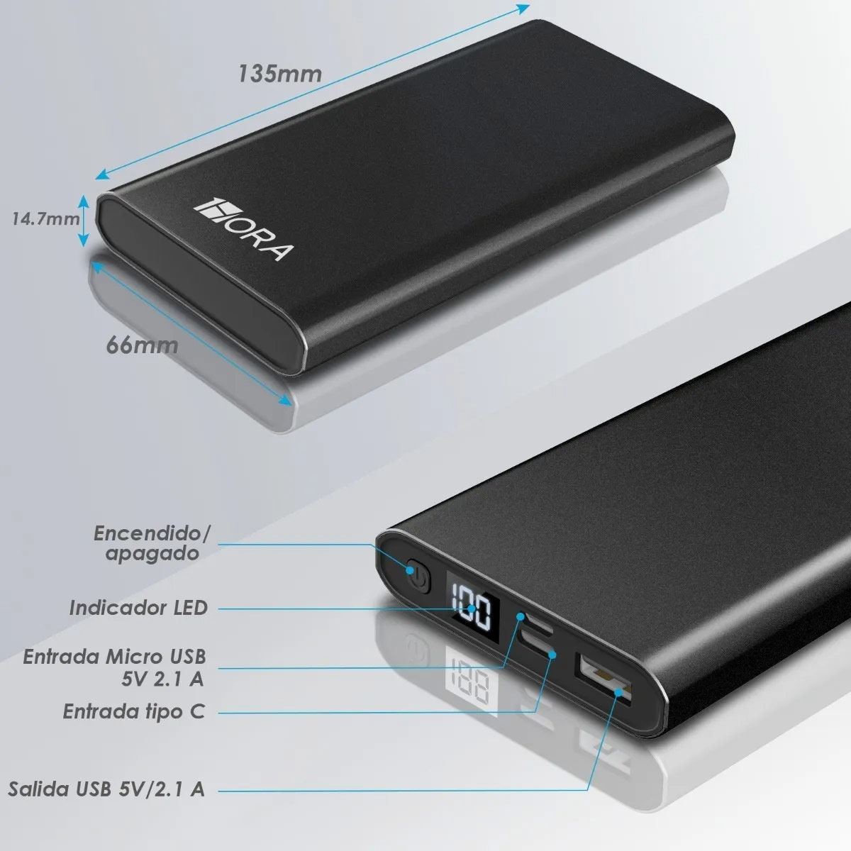 Batería 10000 mAh 2.1A portátil