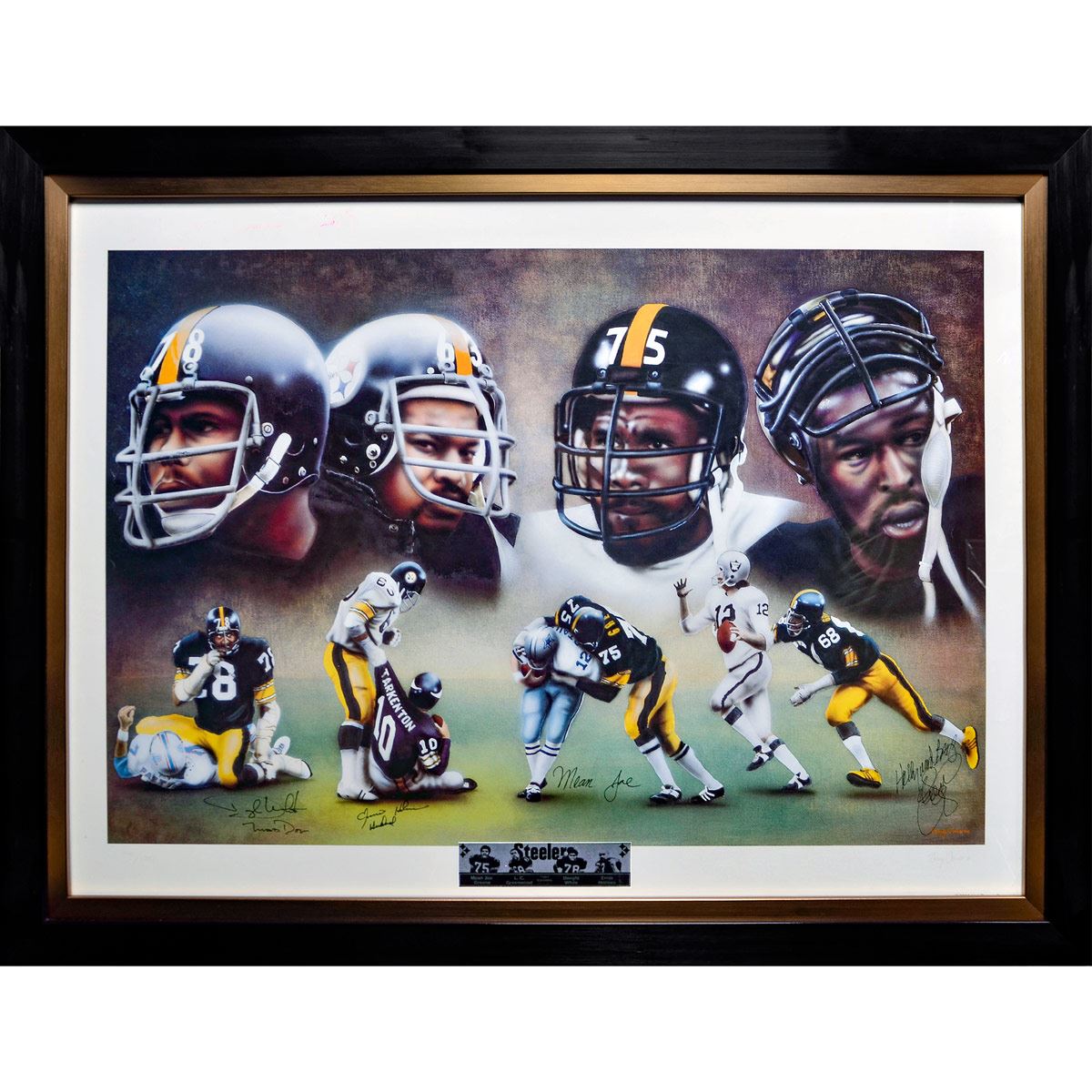 Steelers Steel Curtain LE 24x33 Lithograph Signed by (4) with Joe Greene,  Dwight White, Ernie Holmes & L. C. Greenwood (JSA LOA)