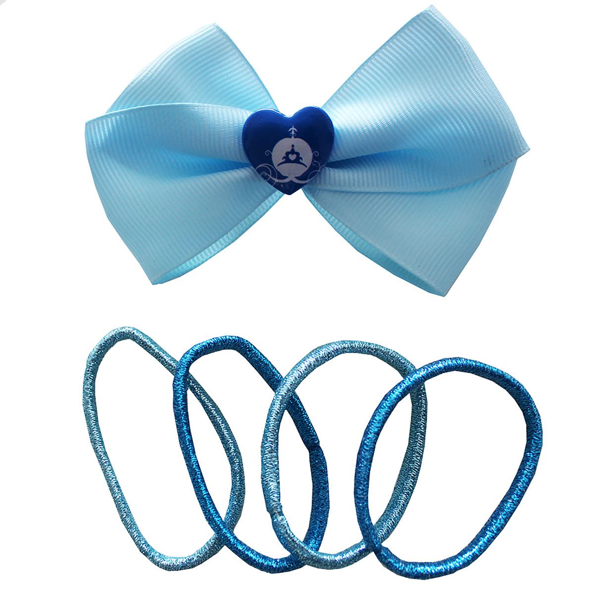 Set Cenicienta De Disney 1 Moño Y 4 Bandas Elásticas Para Cabello