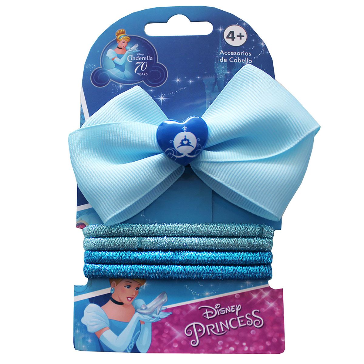 Set Cenicienta De Disney 1 Moño Y 4 Bandas Elásticas Para Cabello