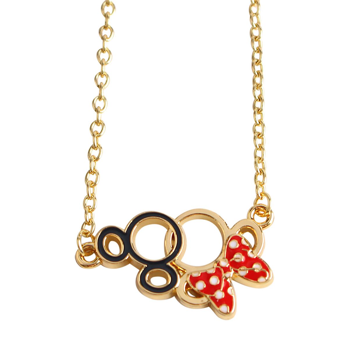 Collar Dorado Silueta Mickey Y Minnie Disney