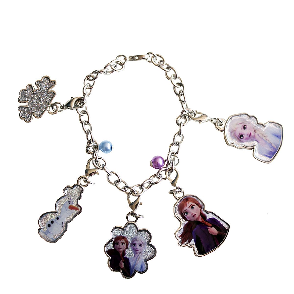 Pulsera Brazalete De Frozen ll Con 5 Dijes Intercambiables De Disney