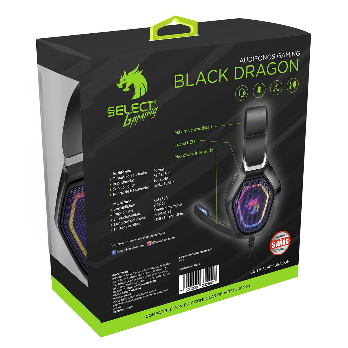 Audífonos Gaming "BLACK DRAGON" Select Gaming
