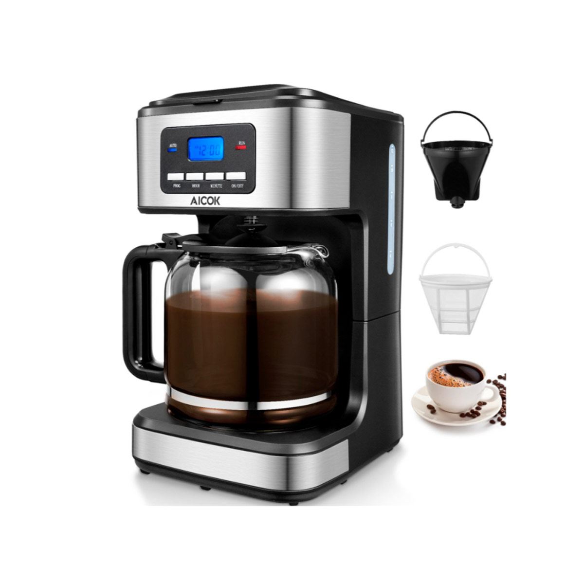 Cafetera 12 Tazas Aicok gratis destapador eléctrico de botellas de vino