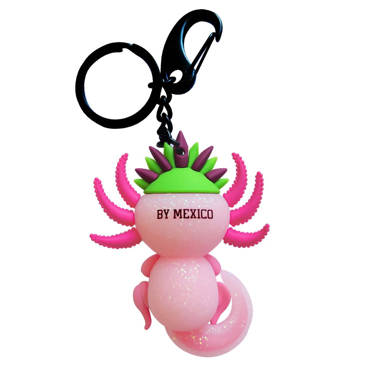 Llavero 3D By Mexico Ajolote Rosa con Glitter