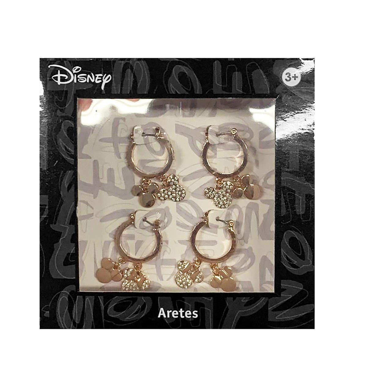 Set de 2 pares de aretes Mickey y Minnie Mouse