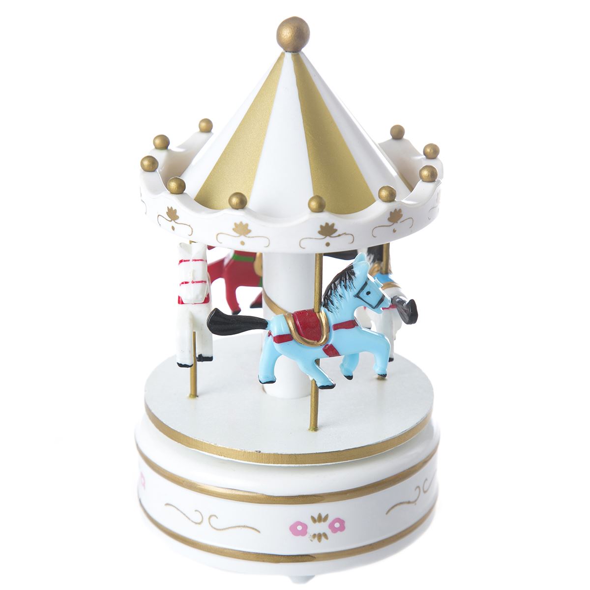 Figura Decorativa Edición Navidad Caja Musical Carrusel Blanco Running Decora