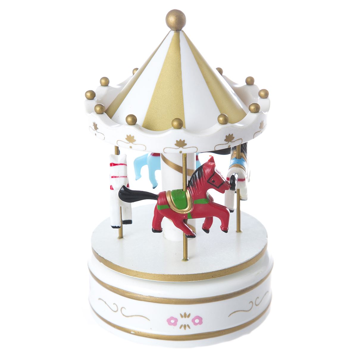 Figura Decorativa Edición Navidad Caja Musical Carrusel Blanco Running Decora