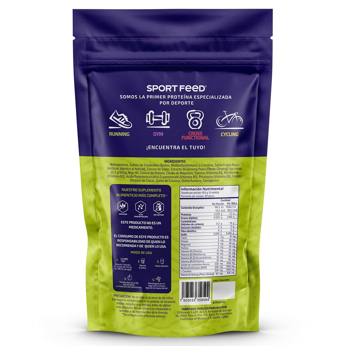Sportfeed Running Suplemento Alimenticio en polvo 315g