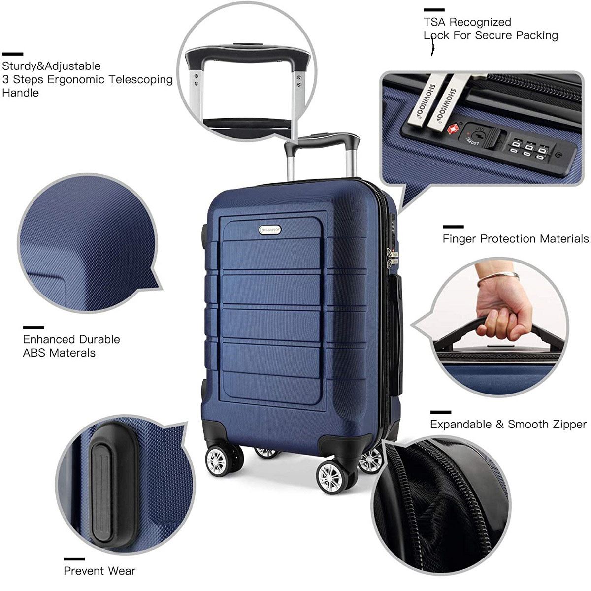 Maleta Showkoo 24 Azul 8 Ruedas Trolley Ajustable