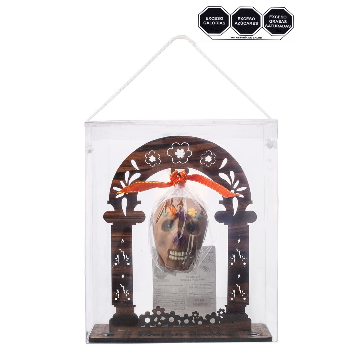 Calavera de Chocolate Halloween con Figura de Madera