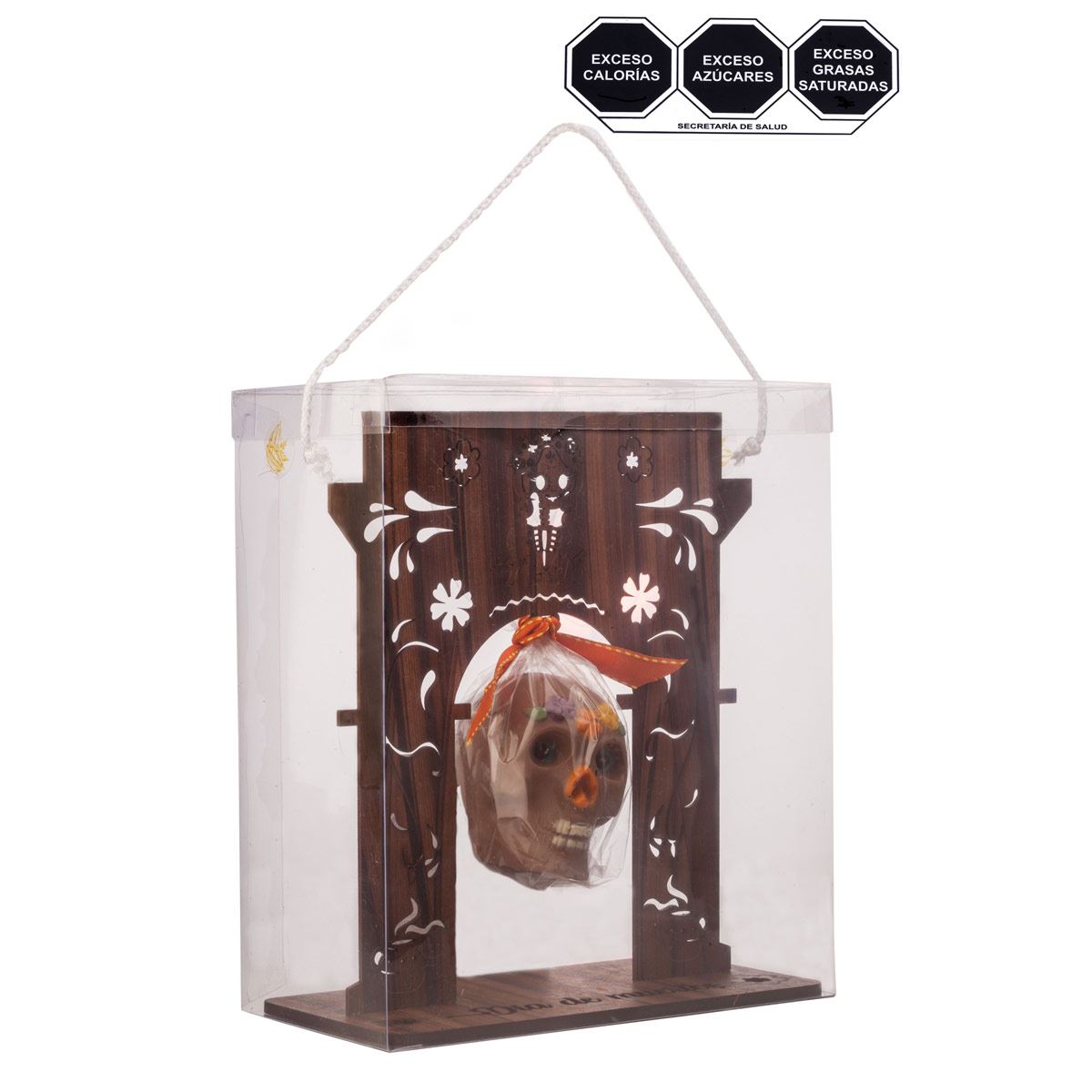 Calavera de Chocolate Halloween con Figura de Madera