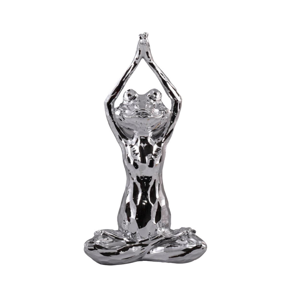 HOME NATURE FIGURA DECORATIVA RANA ESTIRAMIENTO 29*15*9 cm