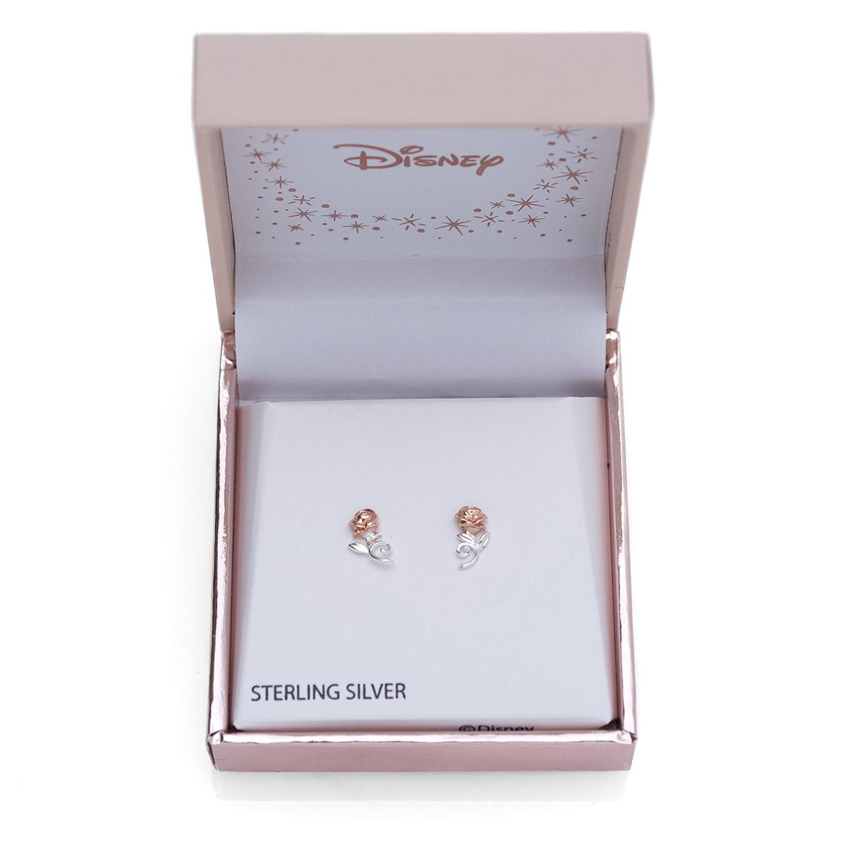 Aretes Bella y Bestia Rosa Plata.925 Disney