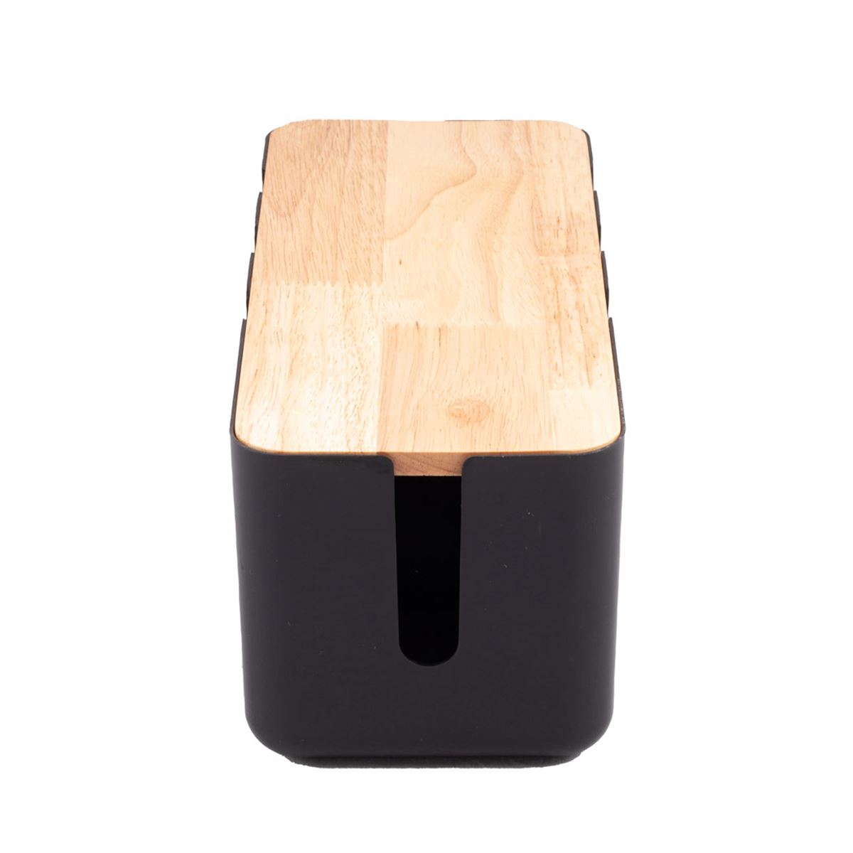 Home Nature Caja organizadora de cables hecha de plástico con tapa de madera