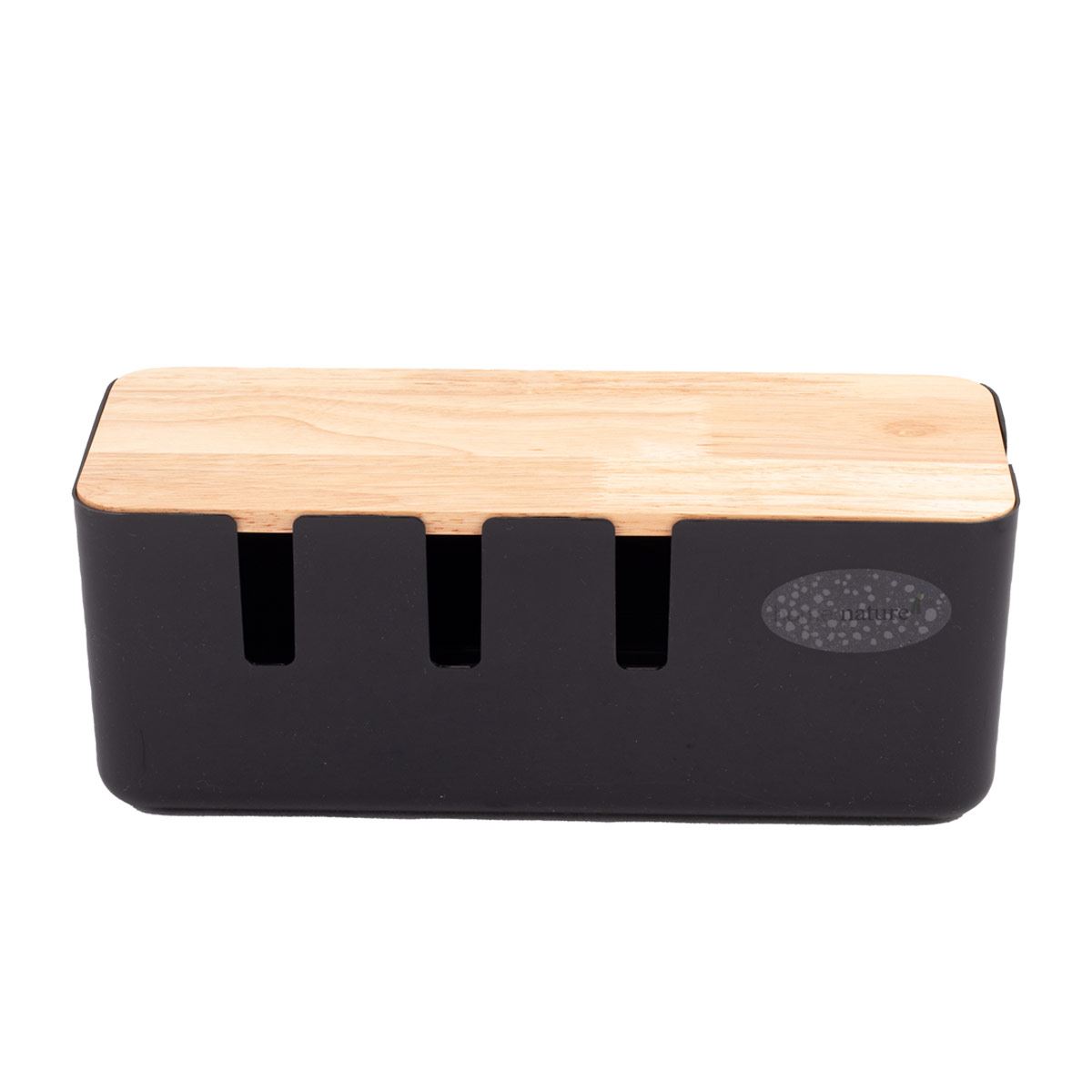 Home Nature Caja organizadora de cables hecha de plástico con tapa de madera