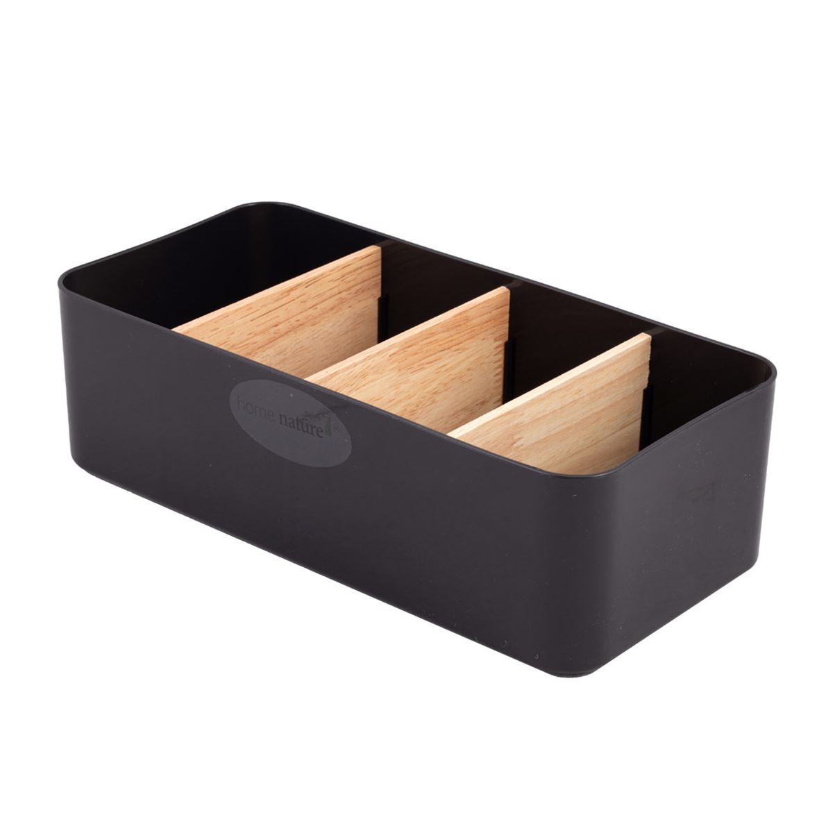 Home Nature Organizador multiusos de plástico con 4 divisiones de madera
