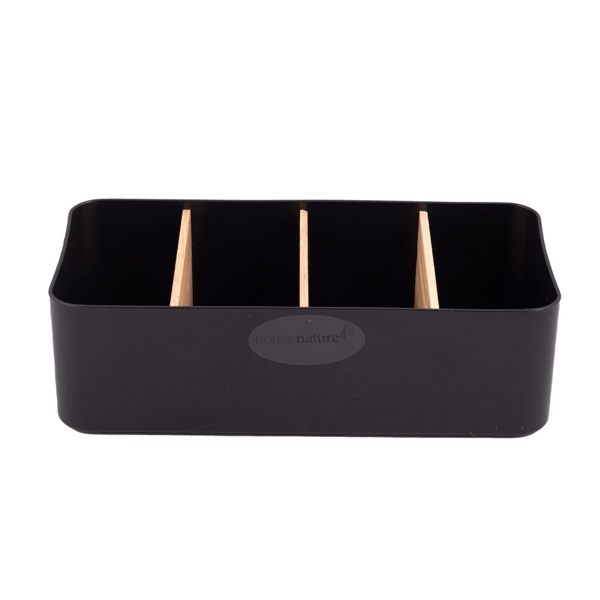 Home Nature Organizador multiusos de plástico con 4 divisiones de madera