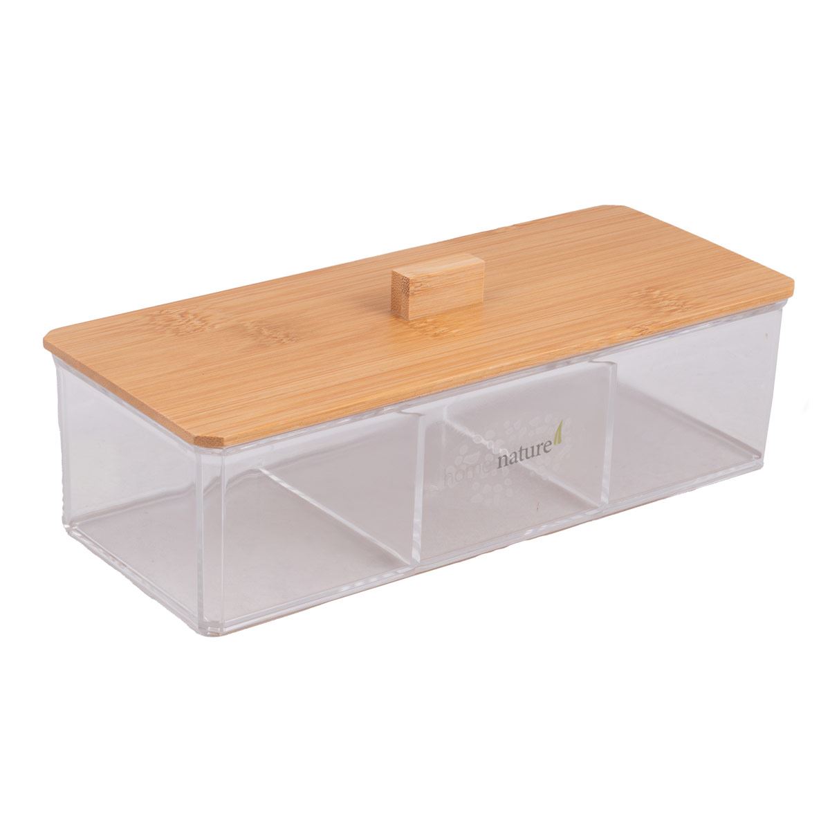 Home Nature Caja organizadora multiusos 3 divisiones con  tapa de bambú