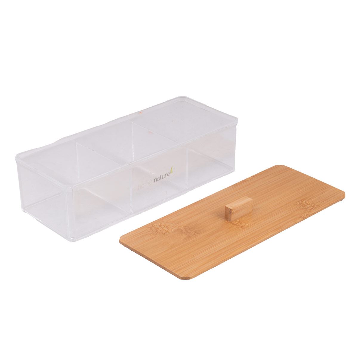 Home Nature Caja organizadora multiusos 3 divisiones con  tapa de bambú