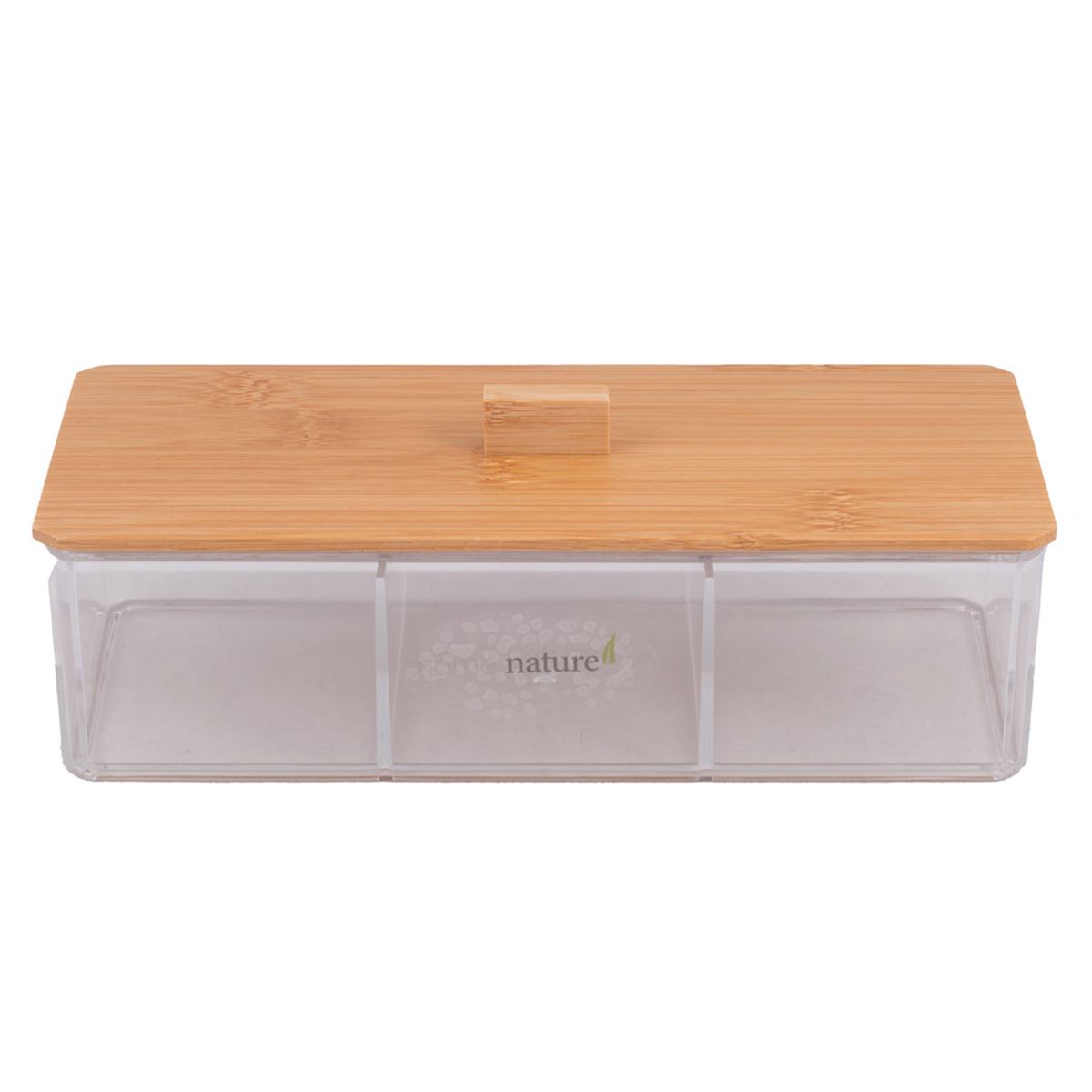 Home Nature Caja organizadora multiusos 3 divisiones con  tapa de bambú