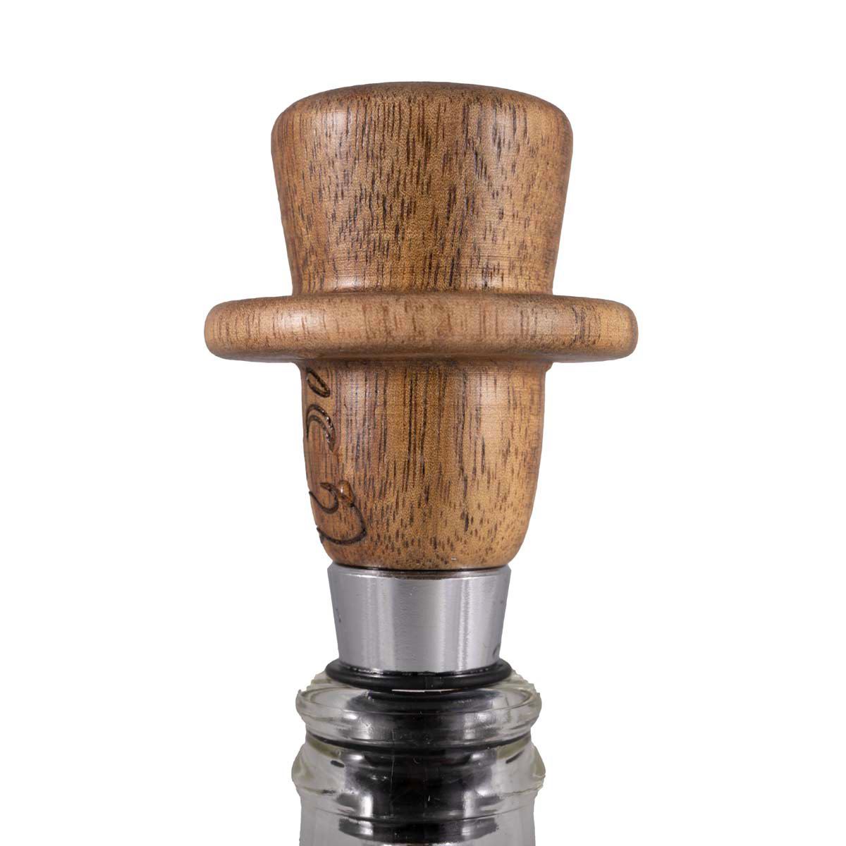 Home Nature Tapón para botella de vino hecha de madera y metal 4.6x4.6x11.5 cm