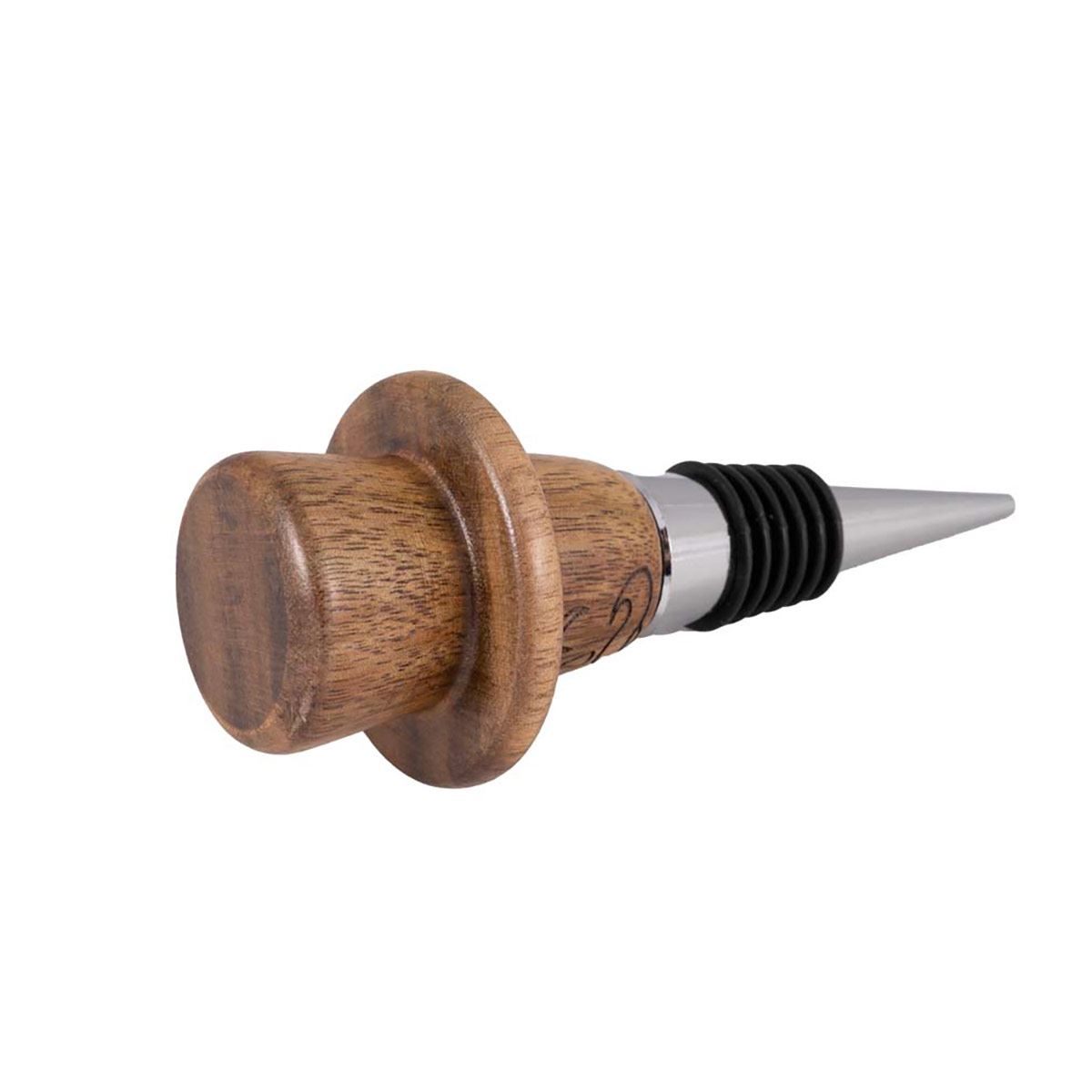 Home Nature Tapón para botella de vino hecha de madera y metal 4.6x4.6x11.5 cm