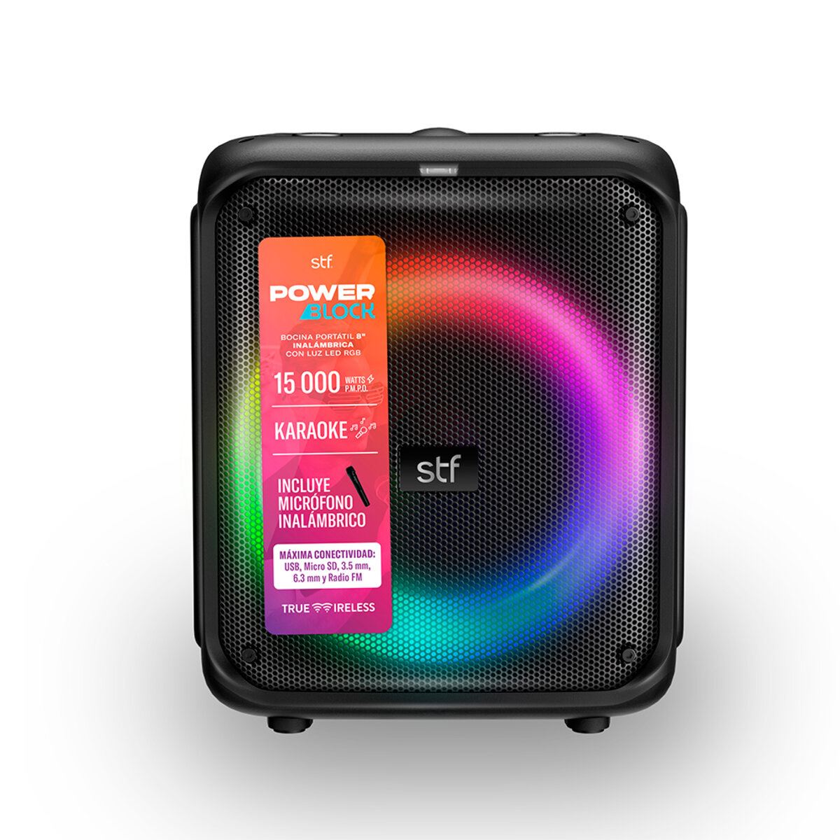 Bocina Inalámbrica STF Power Block 8" Inalámbrica Con Luz RGB