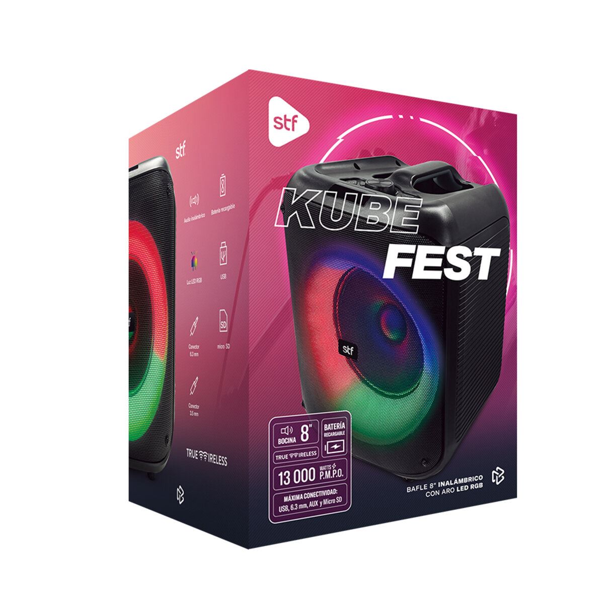 Bocina Inalámbrica STF Kube Fest Con Luz RGB