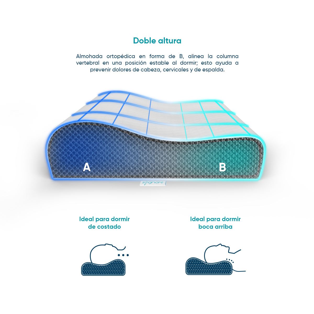 Almohada Sognare Base Ortopédica