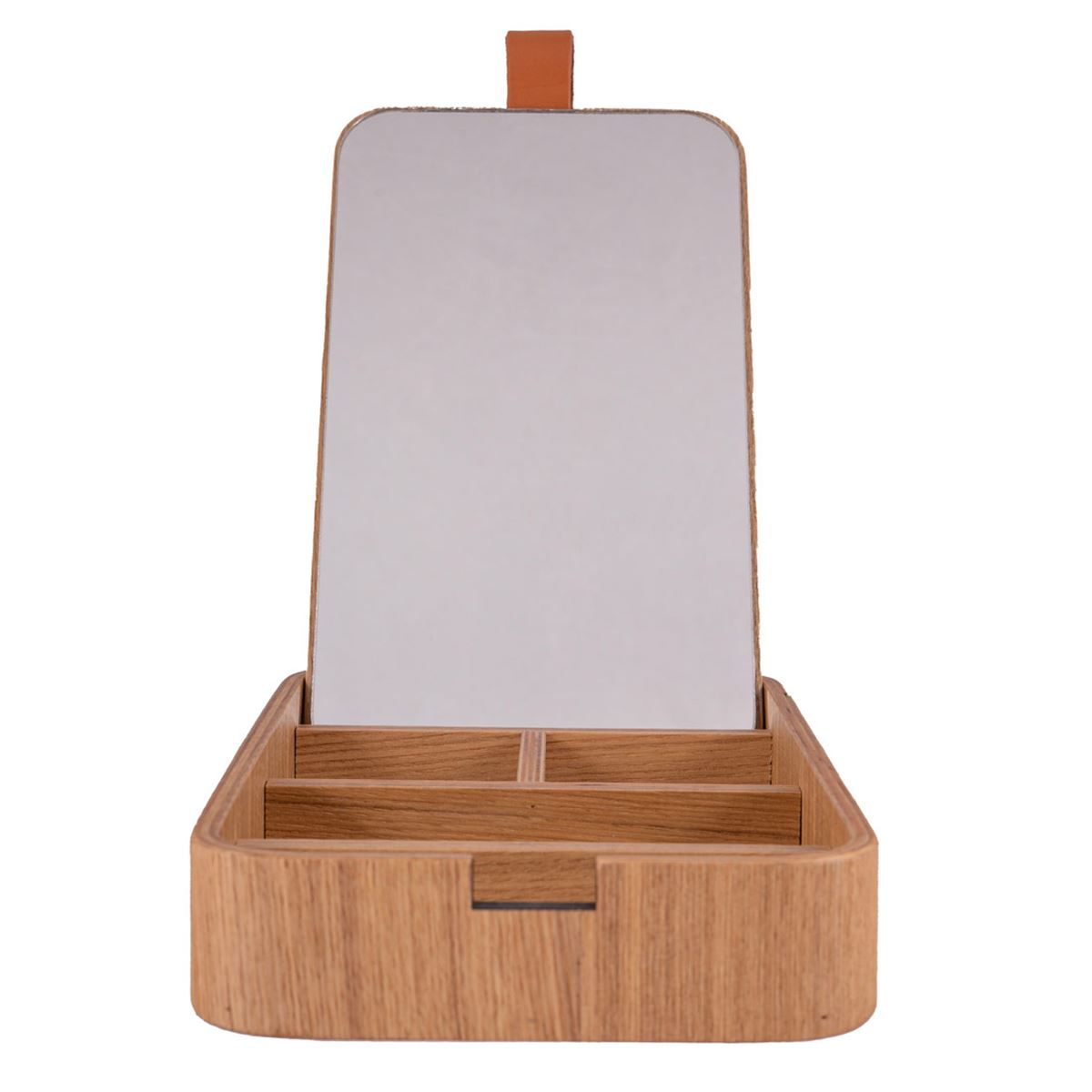 Home Nature Joyero de madera con espejo 23x13x3.5 cm