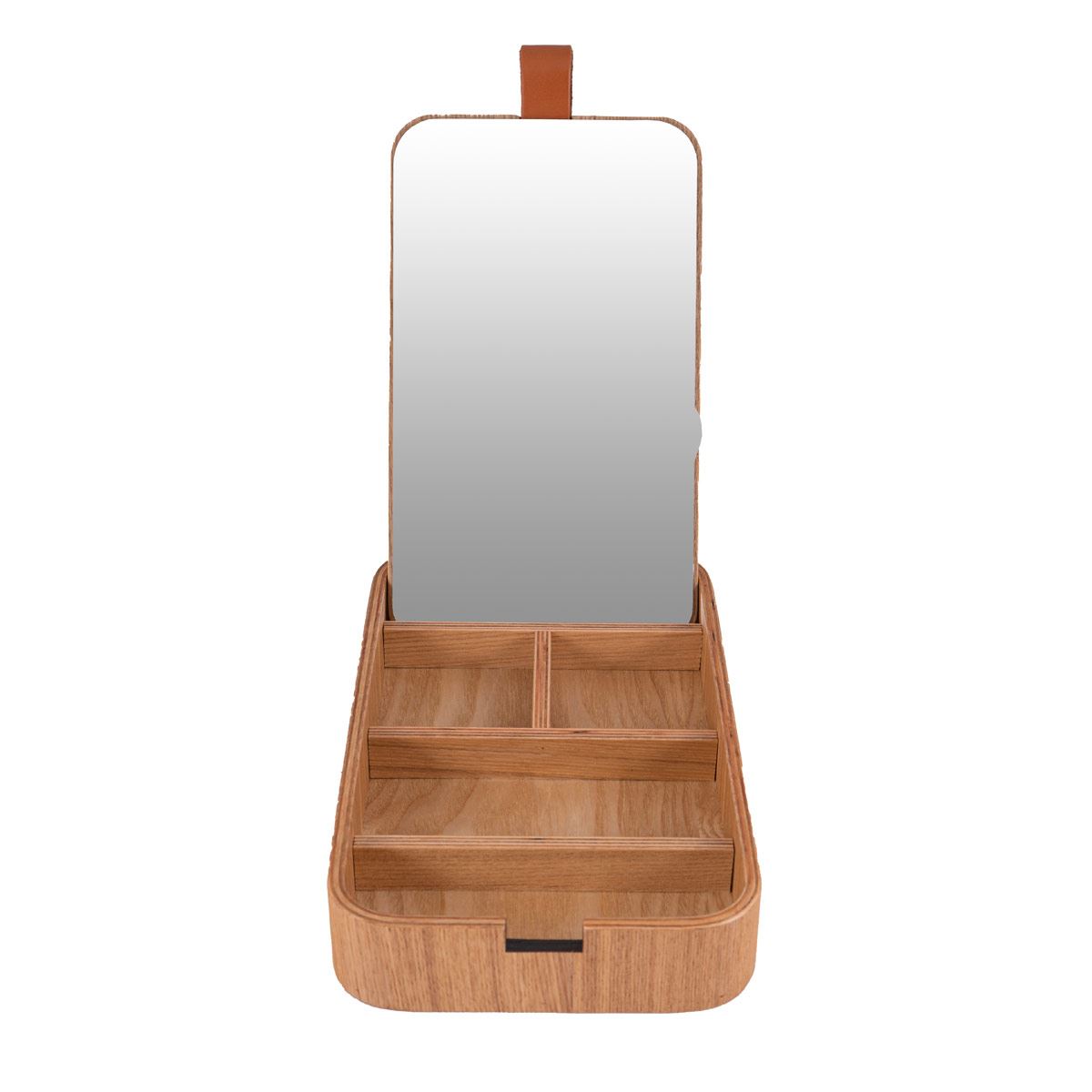 Home Nature Joyero de madera con espejo 23x13x3.5 cm