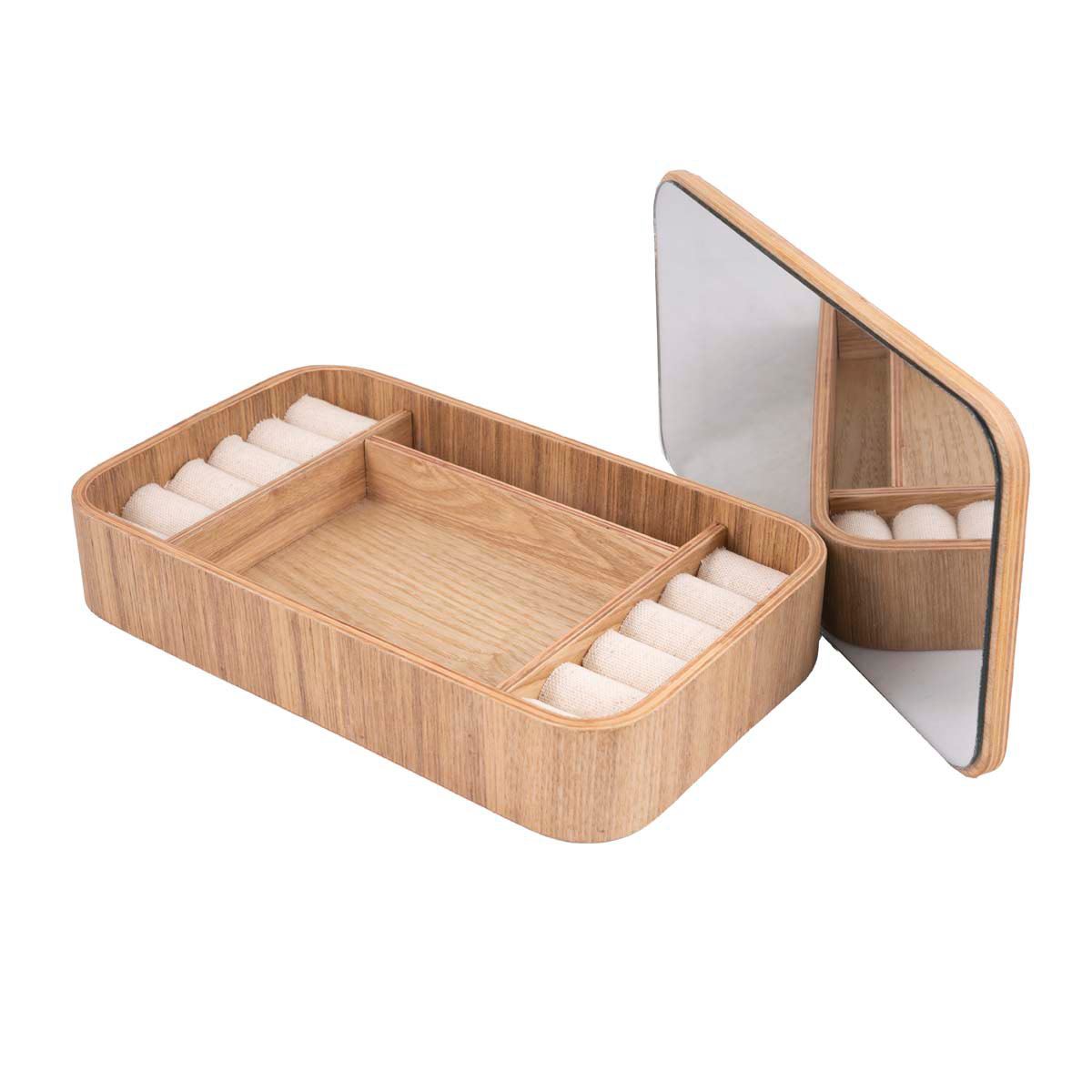 Joyero Blanco de Madera con Separadores 26 x 16 x 9cm – NEW PLANET HOME