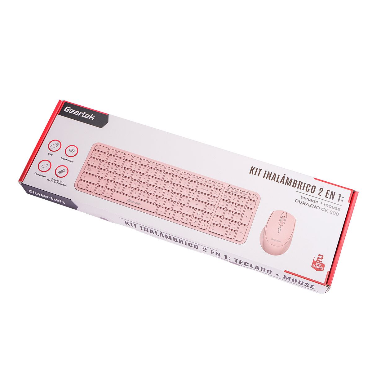 Kit Geartek Teclado+Mouse Inalámbrico Durazno