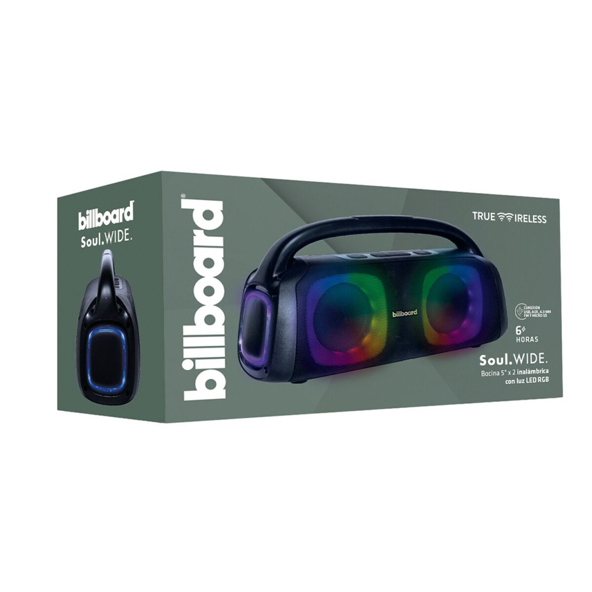 Bocina Inalámbrica Billboard Soul Wide 5"x2 Con Luz Led RGB