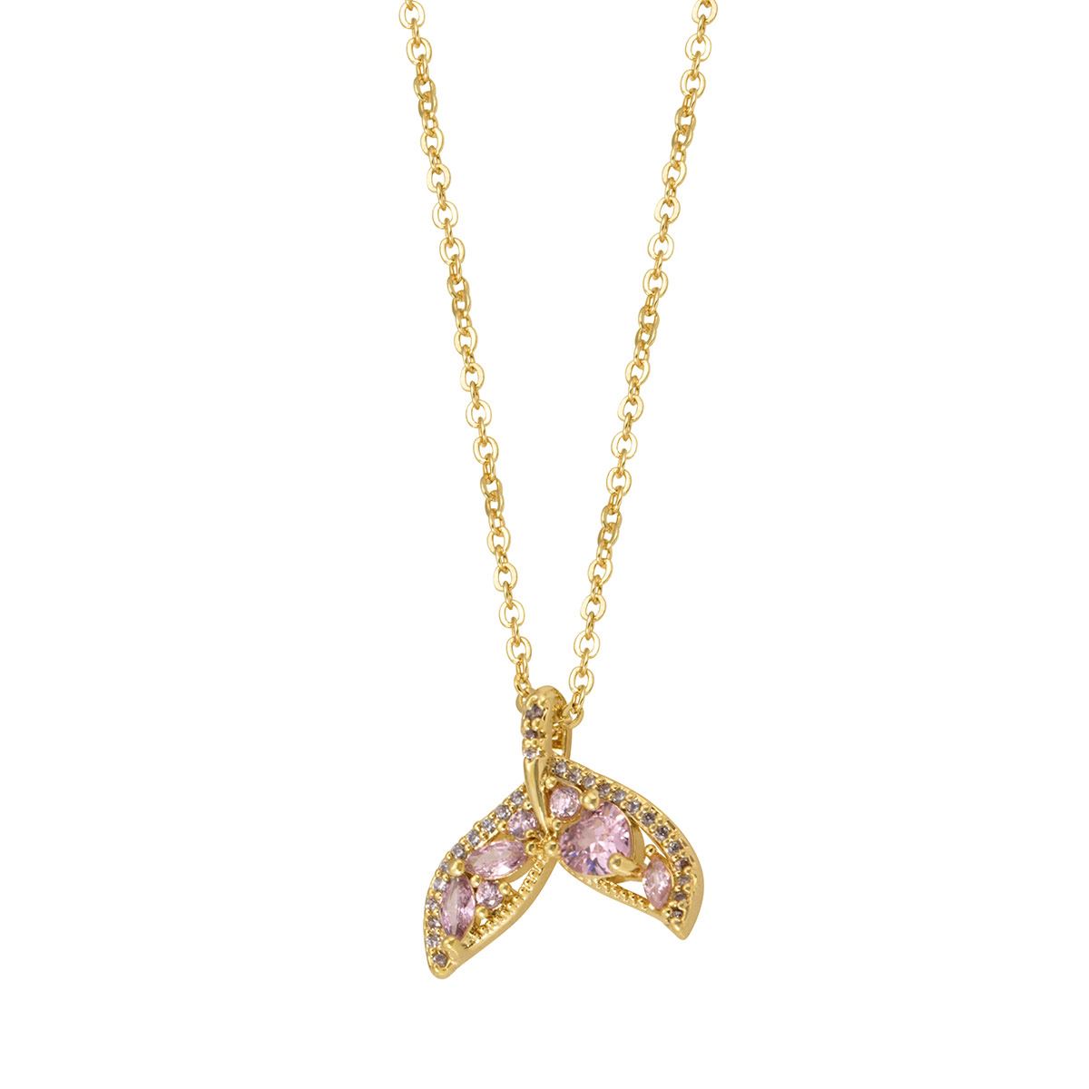 Collar Cola de Sirena con Circonia Rosa Chapa de Oro 18 K Unlimited by OB